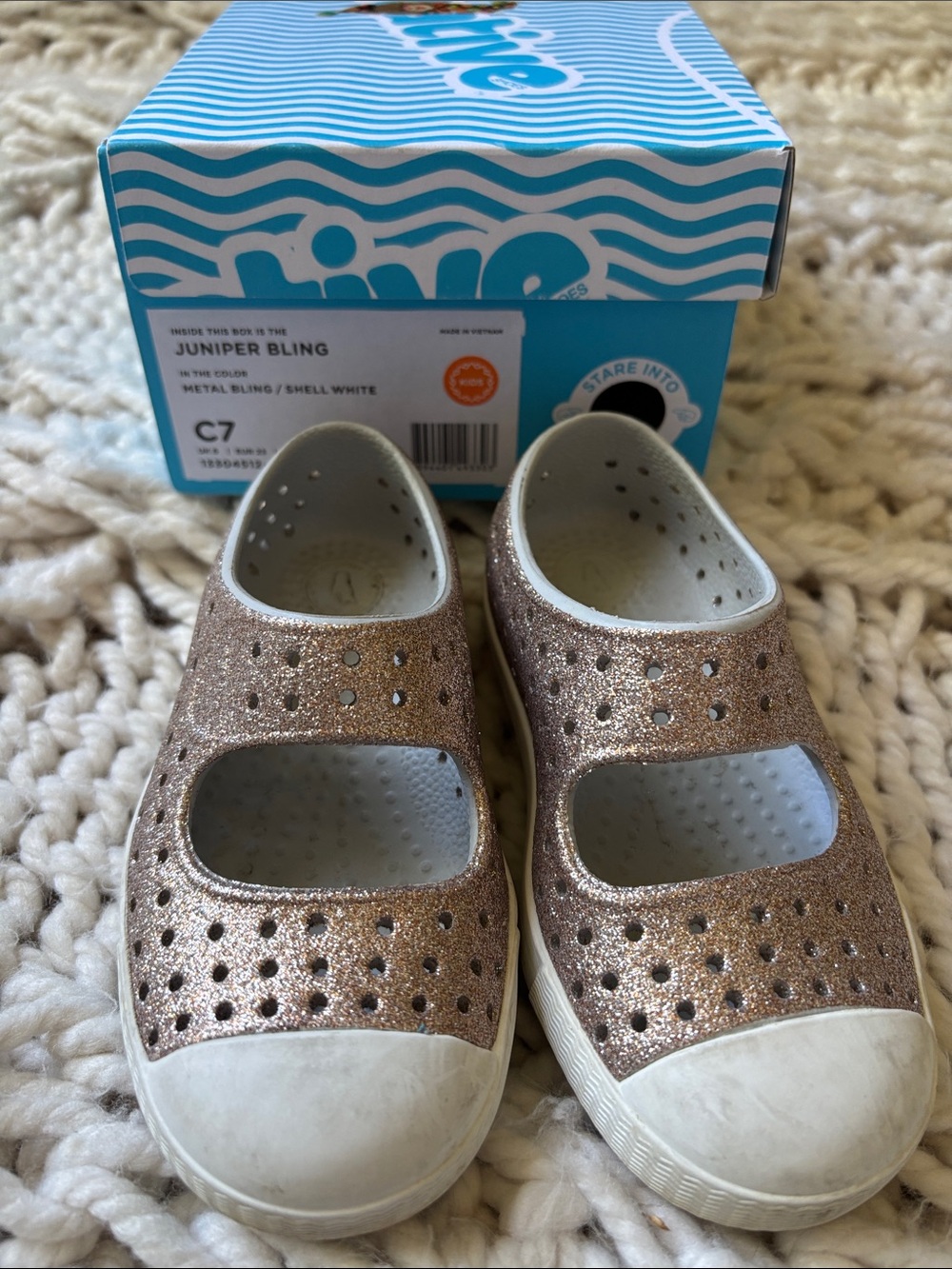 Native Shoes Juniper Bling Kids Mary Jane - Metallic Rose